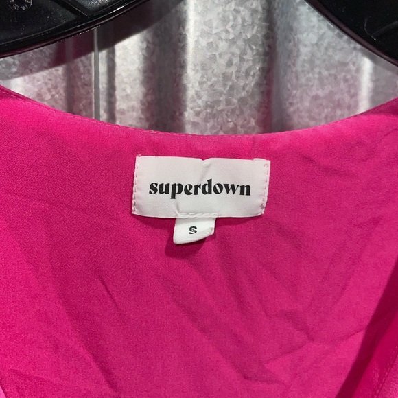 Superdown | Bailey Ruched Tie Hot Pink Mini Dress Size: Small - Picture 3 of 3